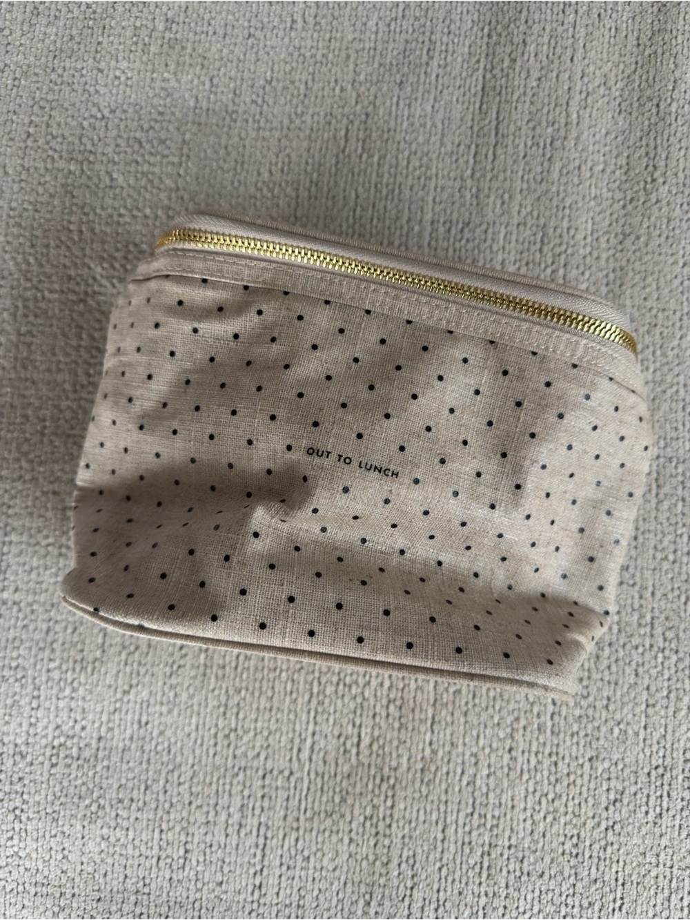 Kate Spade Beige and Black Polka Dot Cosmetic Pouch